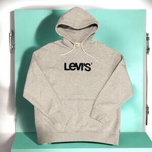 Levi's Men's Gray Graphic Hoodie Sweatshirt Size L Relaxed Fit